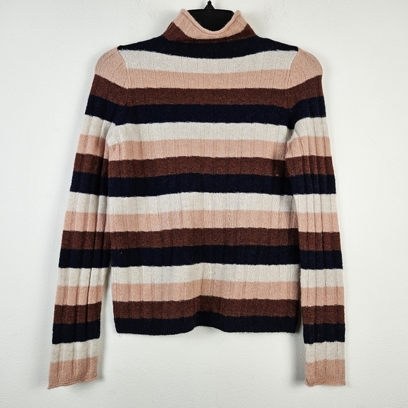 Madewell Striped Evercrest Turtleneck Sweater in Coziest Yarn Size XXS NWT - Picture 3 of 8